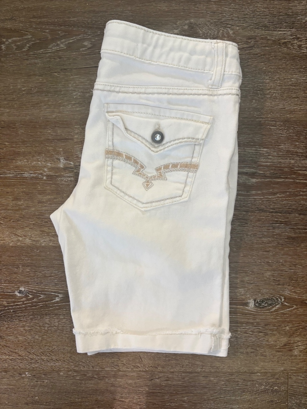 Cherokee Women's White Denim Bermuda Shorts Size 14/16 Stretch Cotton